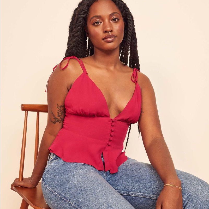 1hr Sale Reformation Cluny Top (Rhubarb)